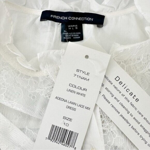 NWT French Connection Adeona Lawn Lace Mix French White Maxi Dress Size 10 - Picture 12 of 14